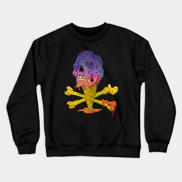 Horror Design Ice Cream Cone Melting Skull Crewneck Sweatshirt by Trendy Black Sheep